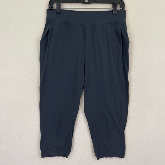 Lululemon Athletica Black Cropped Leggings Pockets Activewear Women's Size 8 - Picture 1 of 8